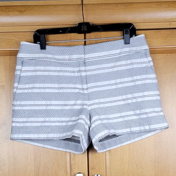 LOFT Black & White Striped Woven Cotton Riviera Shorts - 10 - Picture 4 of 9